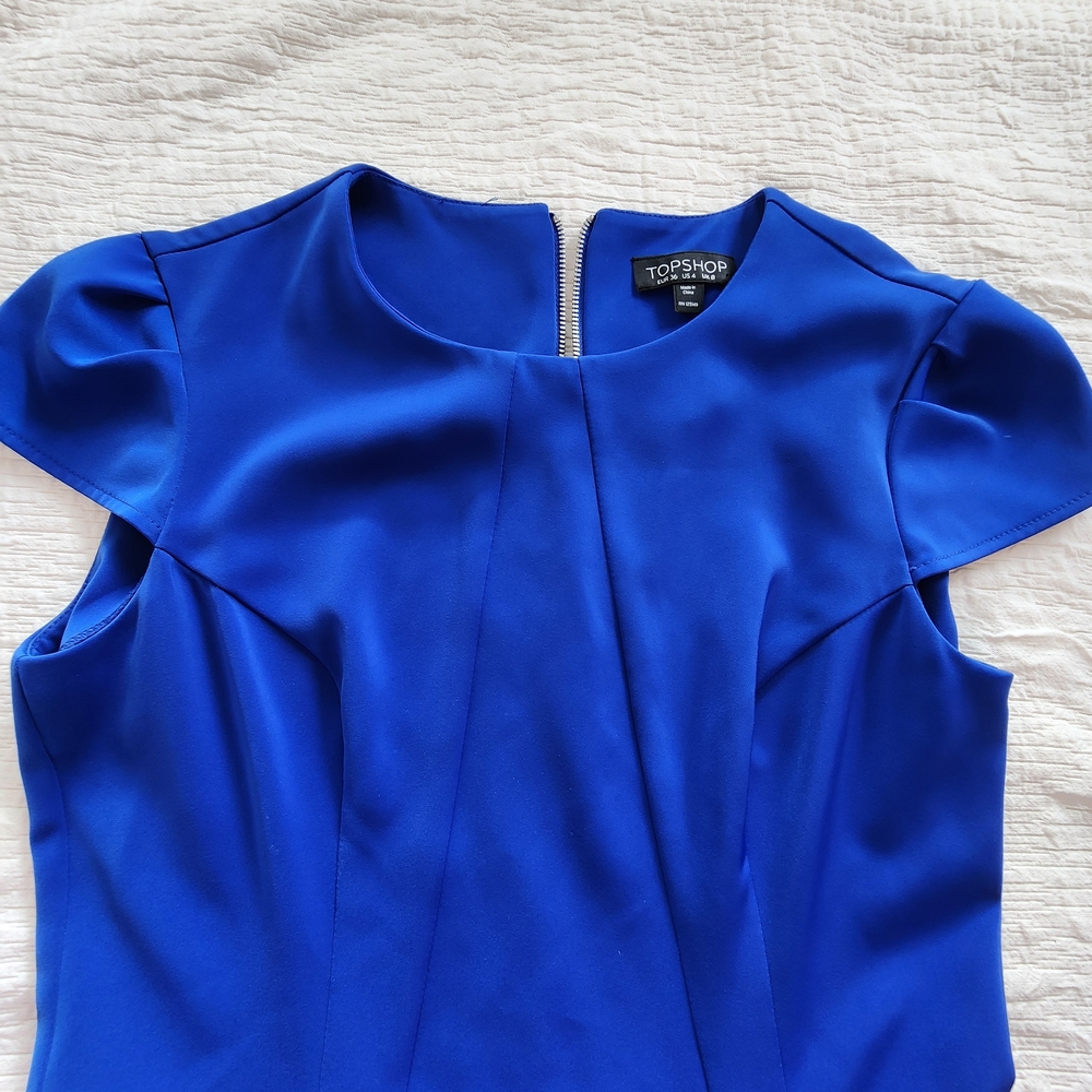 Topshop Vibrant Blue Mini Dress - Picture 2 of 5